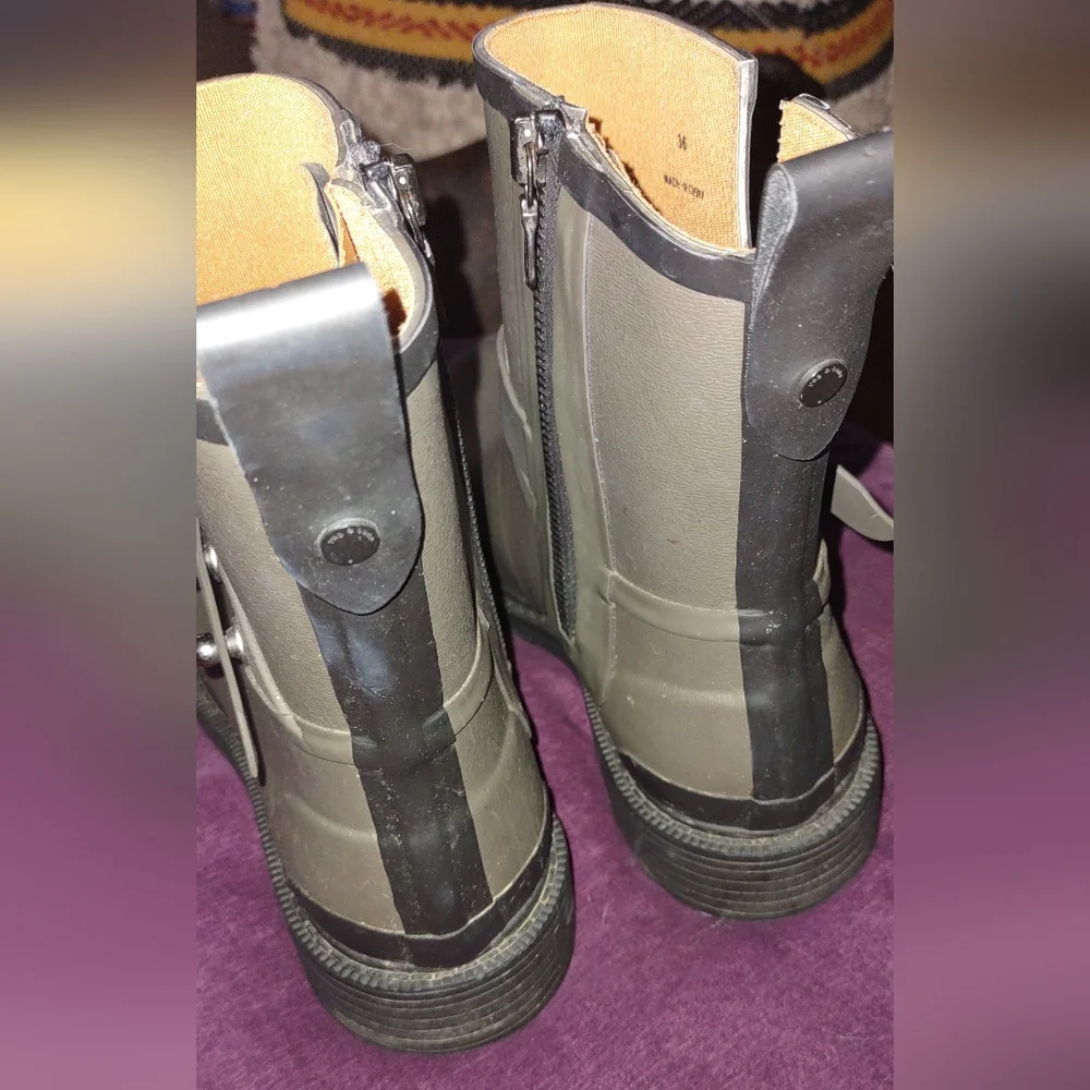 Rag And Bone Moto Rain Boots Smoke Sz 36 /5.5-6 Rag Bone Excellent Condition